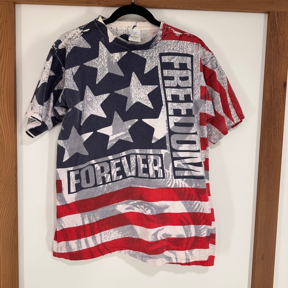 Jostens Freedom Forever Single Stitch Vintage T-Shirt Large Red‎ White Blue USA